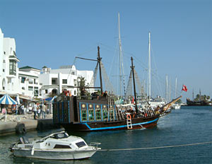 The Pirate ship which takes passengers around the bay
